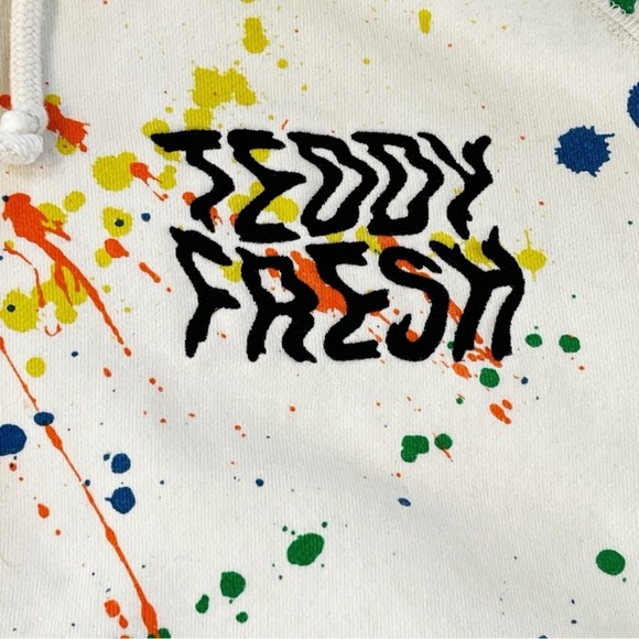 Teddy Fresh Paint Spatter Hoodie Sweatshirt Mens Small White - Picture 4 of 11